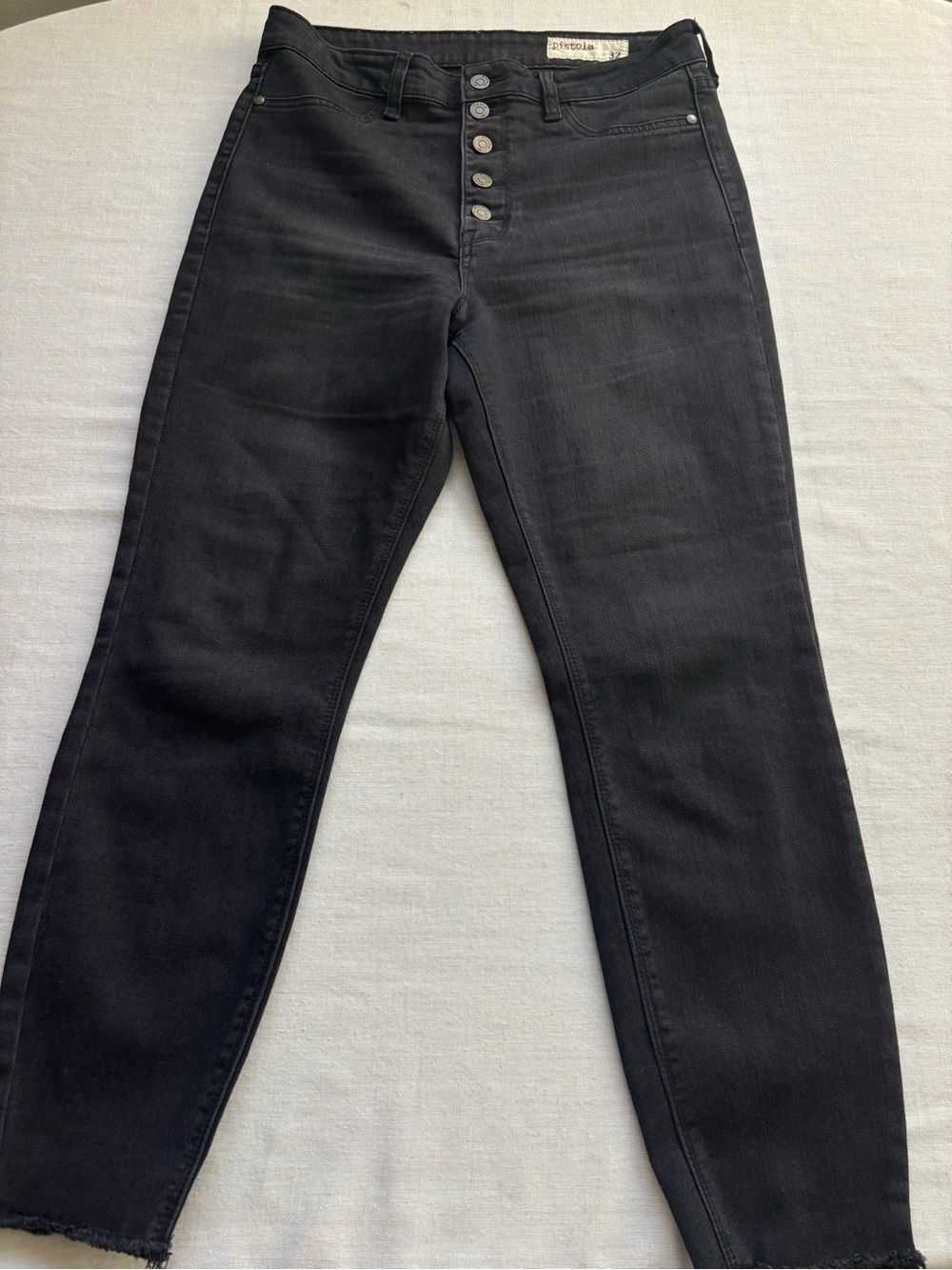 Pistola High Rise Slim Skinny Cropped Jeans Black Size 32 Button Fly P6780